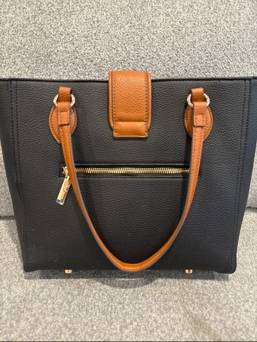 Anne Klein Black and Brown Leather Tote Bag